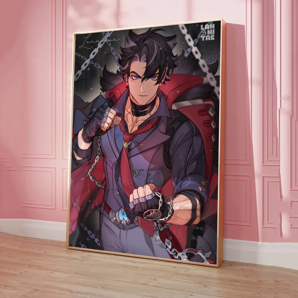 Genshin Impact Wriothesley Anime Posters Sticky HD Quality Wall Art Retro Posters for Home Kawaii Room Decor