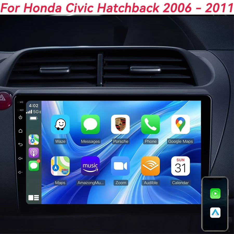 

Android 16 Carplay Auto Car Radio GPS Navigation Multimedia Video Player For Honda Civic Hatchback 2006 - 2011 Stereo Head Unit