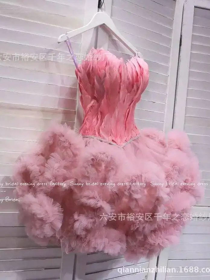 Cos Princess Dress Travel Photography Annual Party Girl Feather Evening Dress Host Fashion Show Princess Puffy - view 2