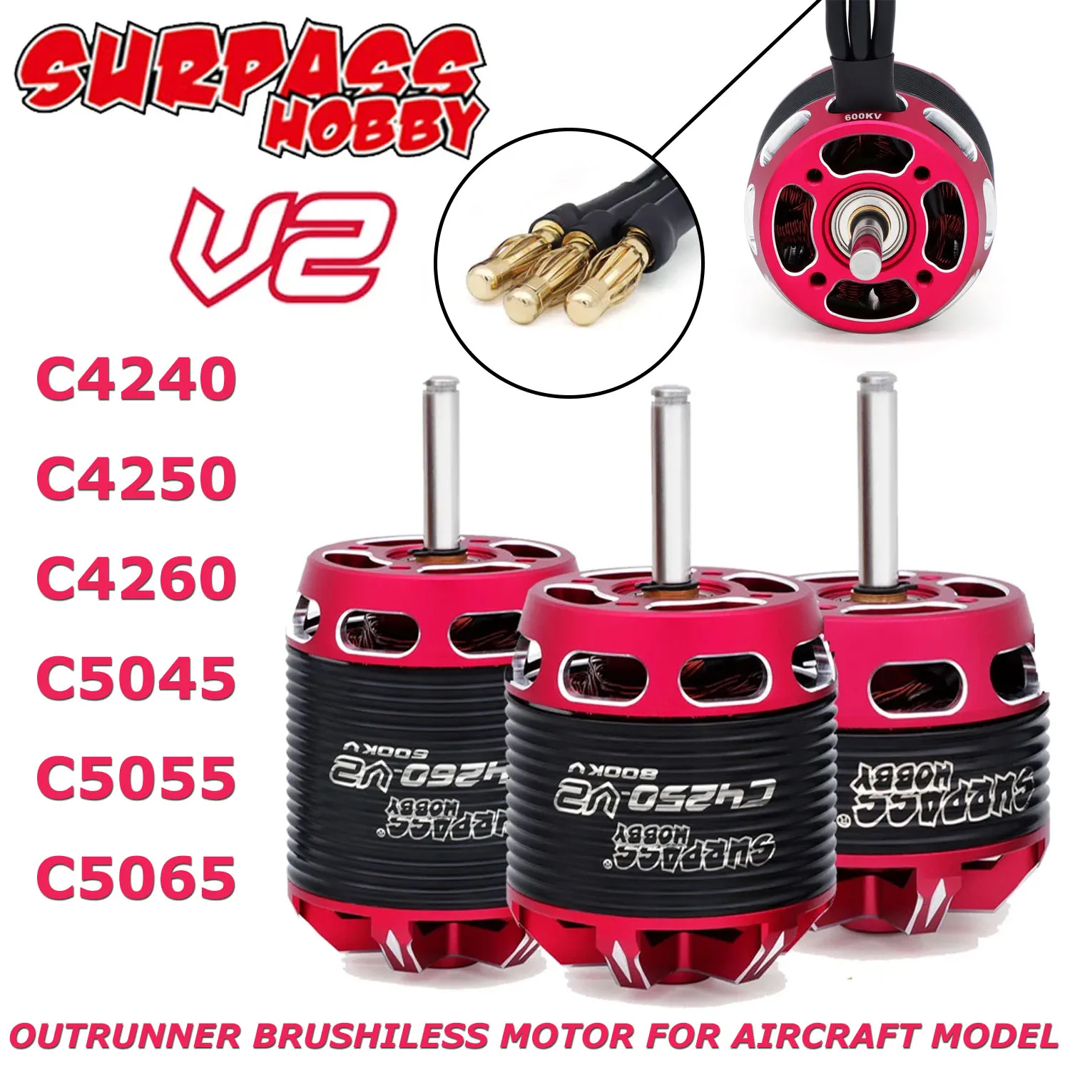 

Surpass Hobby C4240 C4250 C4260 C5045 C5055 C5065 V2 14 Pole Hi-torque Outrunner Brushless Motor For Fixed wing Aircraft Model