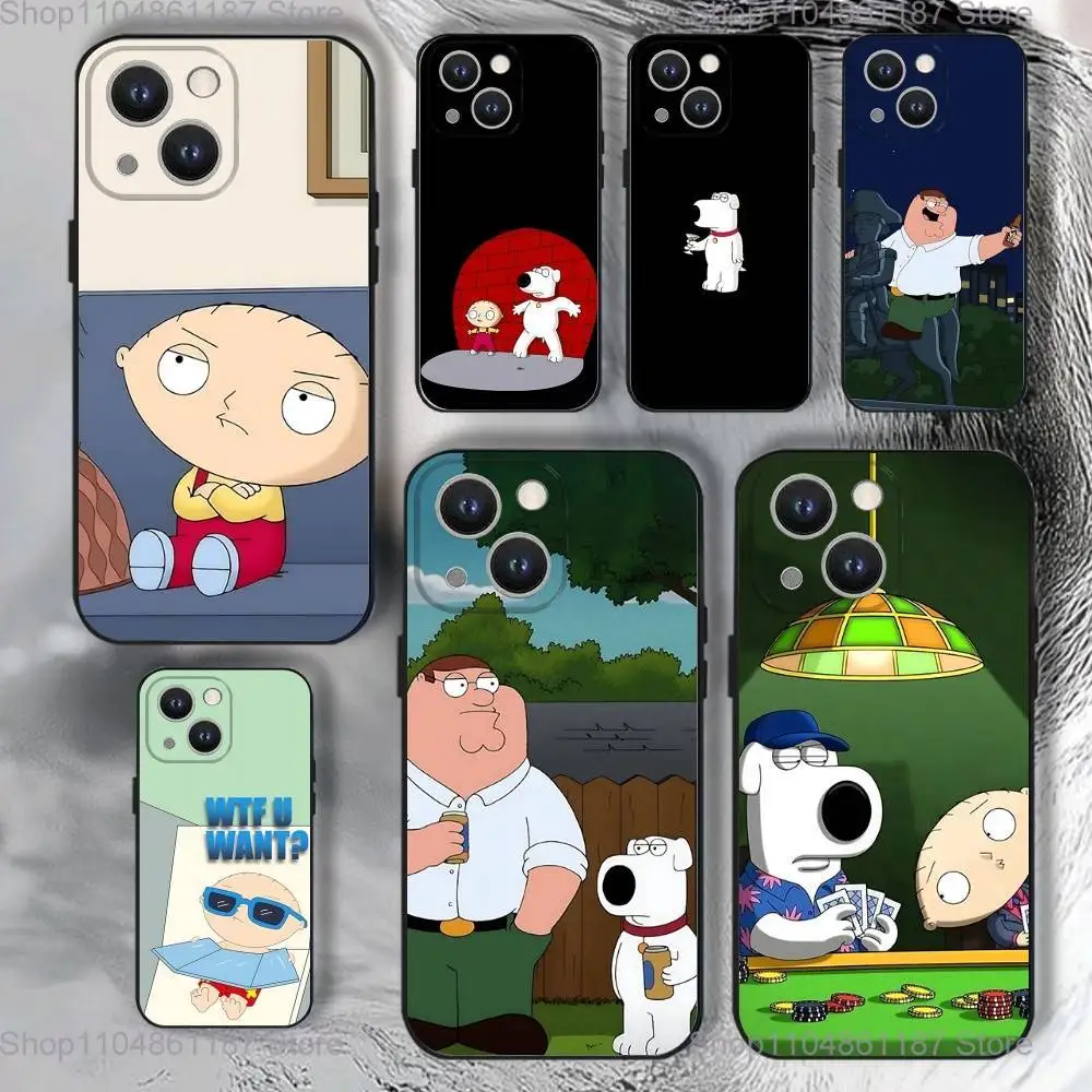 

F-Family Funny Guy Phone Case For iPhone 17,16,15,14,13,12,11,Pro,XS,Max,XR,Plus,E,SE4,Mini Black Soft Cover