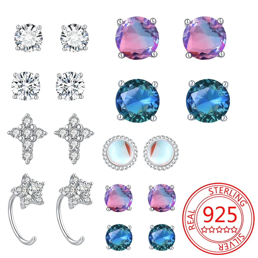 

Женские серьги из серебра 925 пробы с сине-фиолетовым турмалином