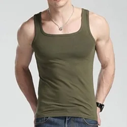 Men's Square Neck Vest Men's Korean Style Slim fit tight sports cotton vest   Factory direct supply summer