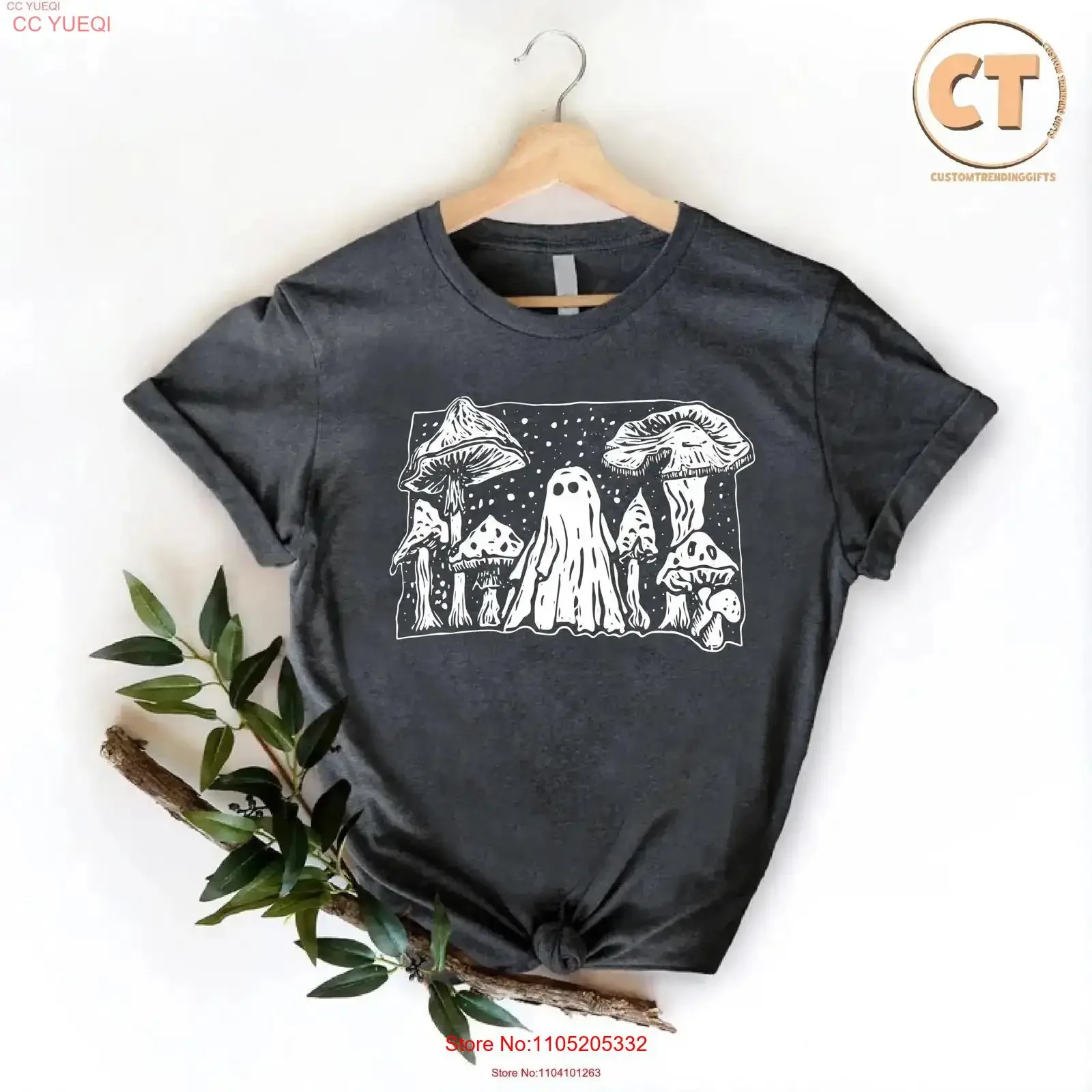 Mushrooms Town Ghost T Shirt Vintage Spooky Season Magic Halloween GifT Gothic vintage Washed streetwear Versatile graphic