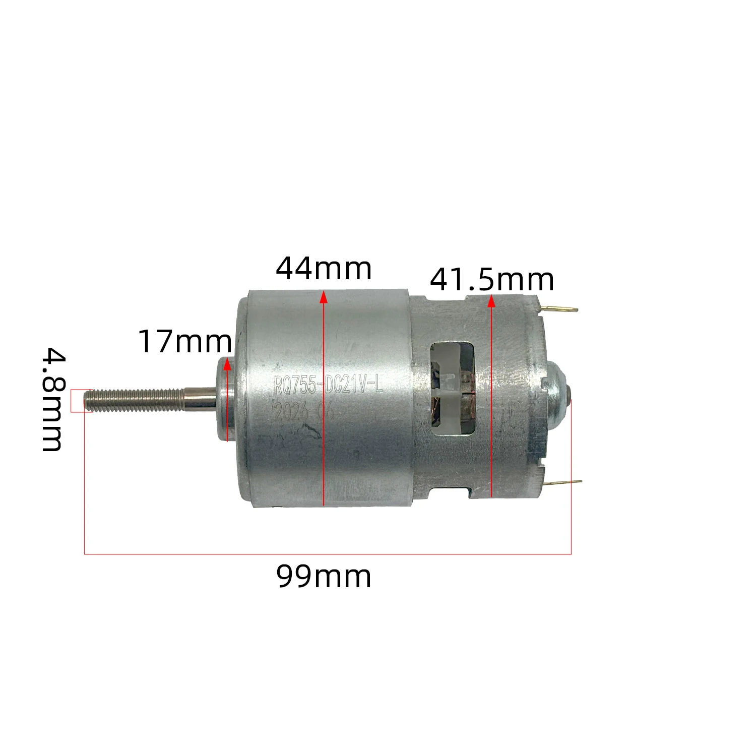 Gleichstrommotor 21V Typ 755 für Elektrischen Rasentrimmer Ersatz-Rasenmäher Kompatibel Leichtgewichtig 283g Silber 9,9x4,4x4,15cm