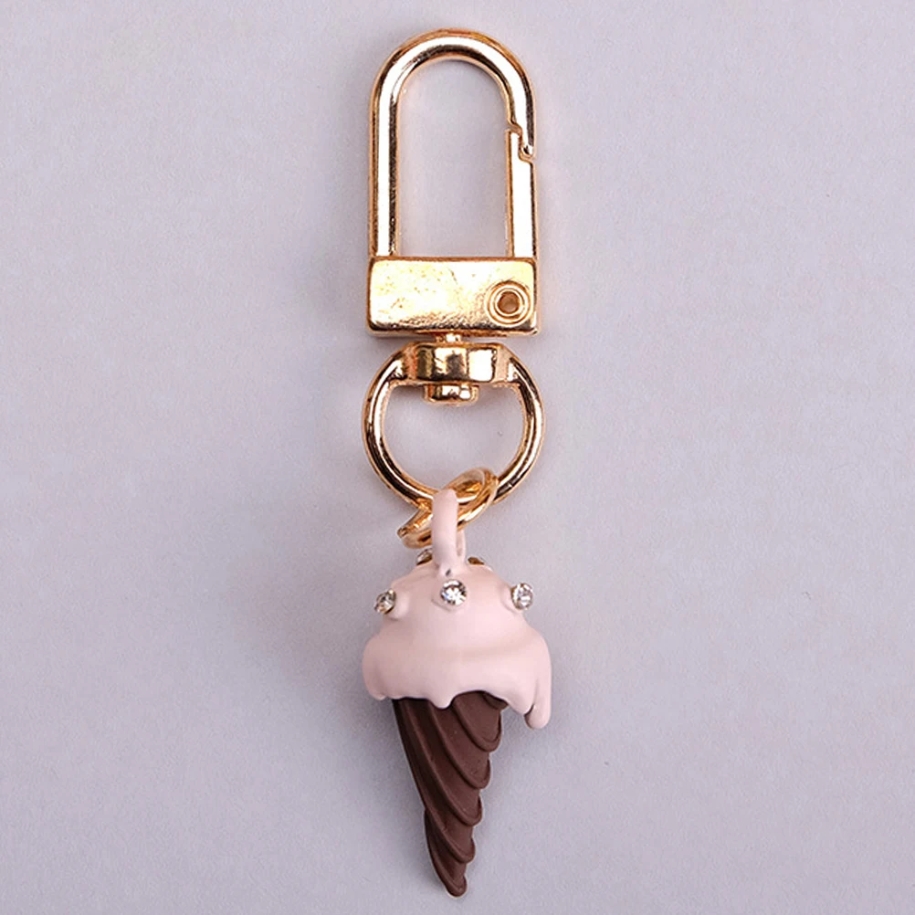 4pcs Ice Cream Keychain Colorful Rhinestone Studded Holder Charm Metal Creative Key Perfect Gift Birthday