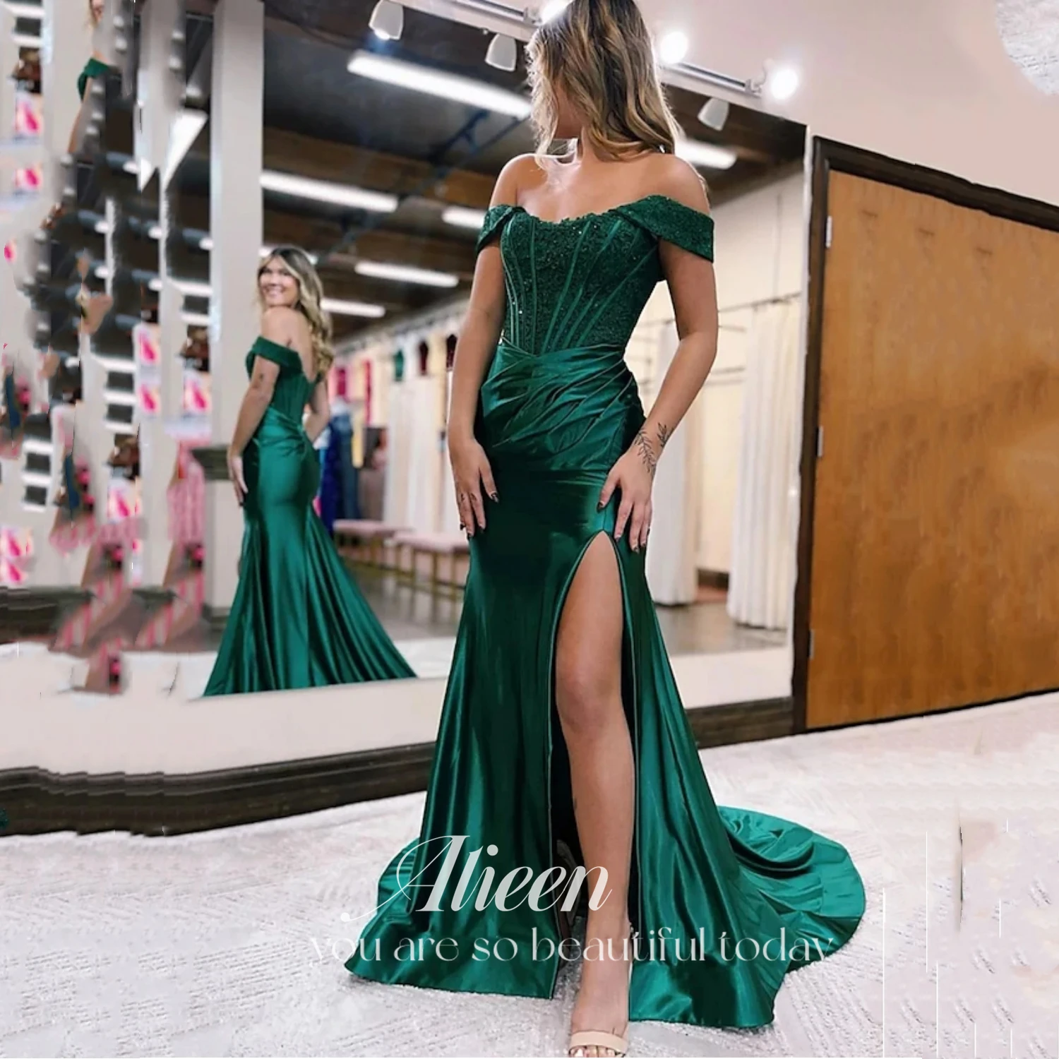 

Aileen Long Dresses for Wedding Party Dresses Woman Mermaid Beads Evening Dress Bridesmaid One Piece Dress Customized Happy Prom