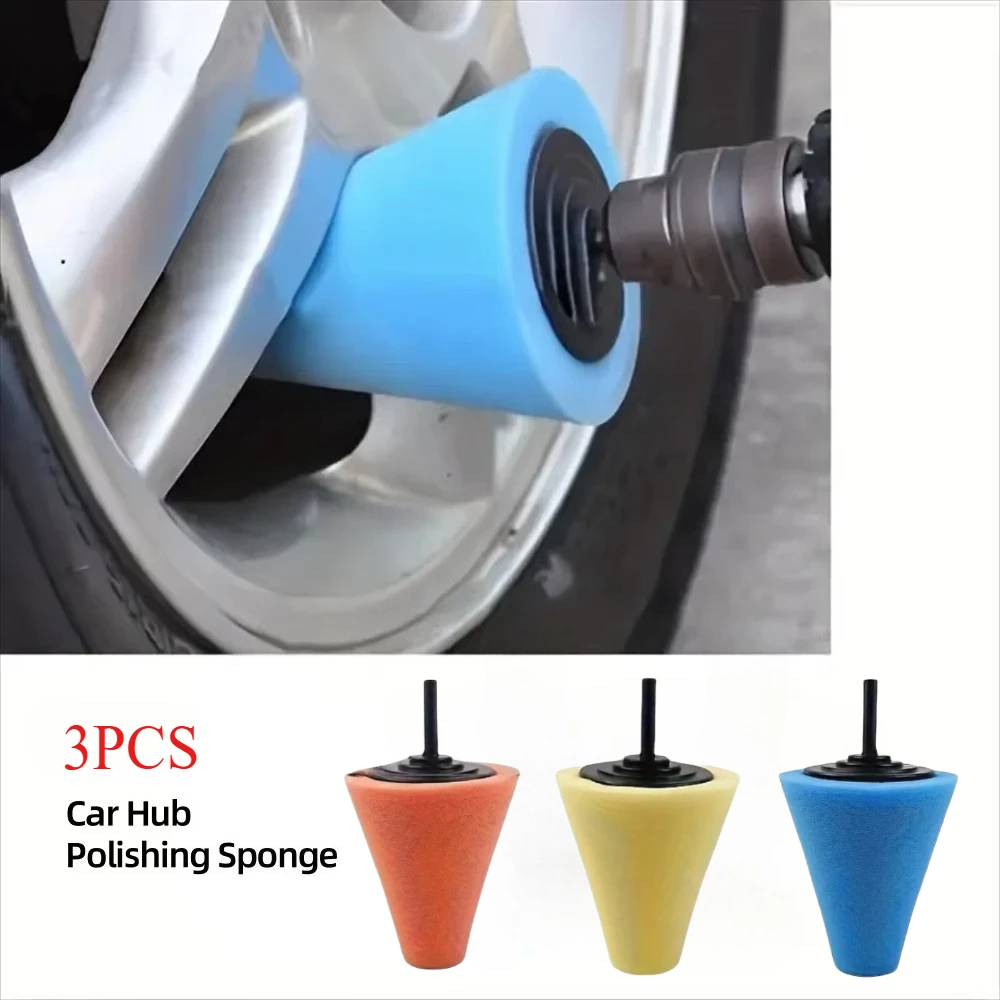 

3pcs Car Hub Polishing Sponge Grinding Head Metal Plastic Grinding Conical Sponge Polishing Sponge Wheel