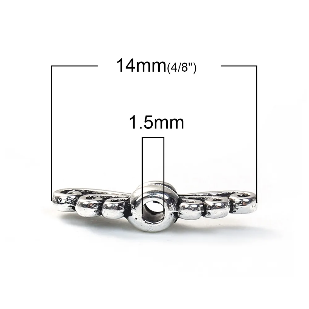 DoreenBeads 100/200 PCs Zinc Based Alloy Metal Beads Loose Spacer Beads Wing Silver Color Handmade Beads DIY Jewelry 14mm x 5mm,