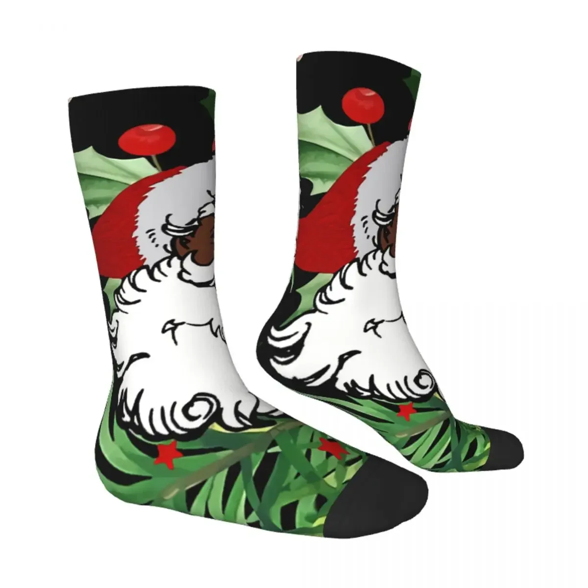 Funny Men's Socks Xmas Black Santa Claus Vintage Harajuku Merry Christmas Hip Hop Seamless Crew Crazy Sock Gift Pattern Printed