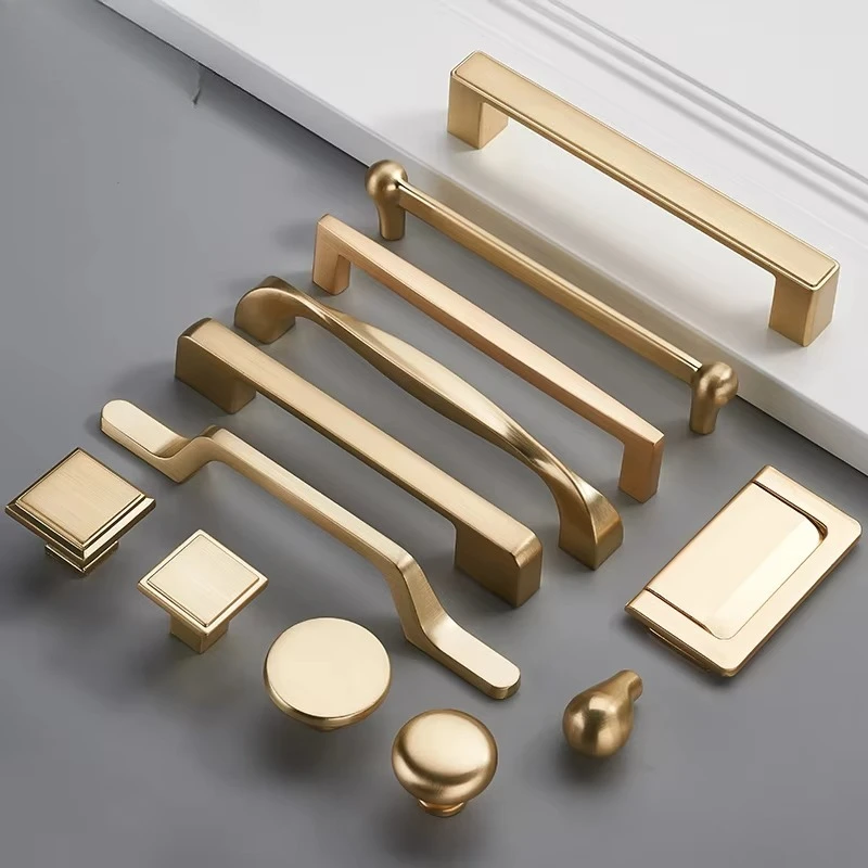 128Mm Premium Die Cast Brushed Polished Brass Modern Design Luxury Kitchen Cabinet Door Handles