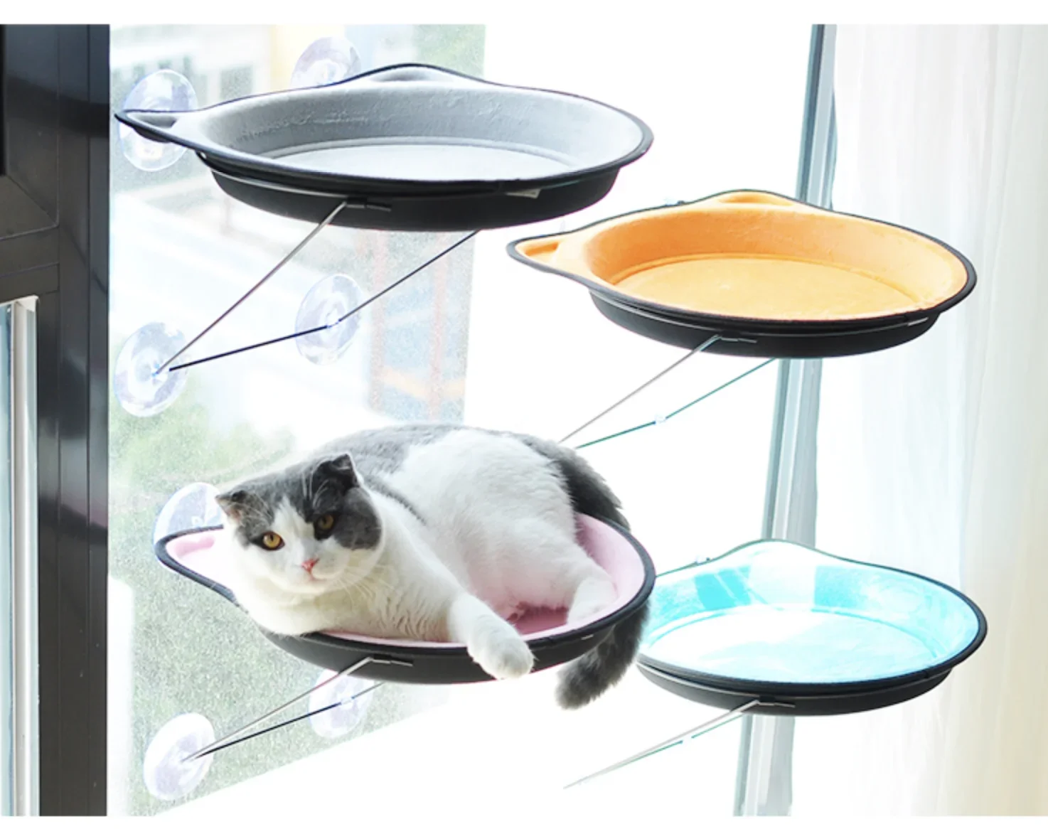 

4 Suction Cup Window Mounted Pet Seat Cat Hammock Window Perch Cat Bed for Sunbath