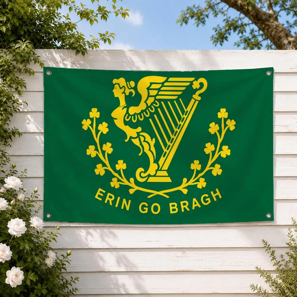Flag Irish Harp Erin Go Bragh Flags Flags Wall Hanging Banner, Indoor Outdoor Decor for Yard Patio flag