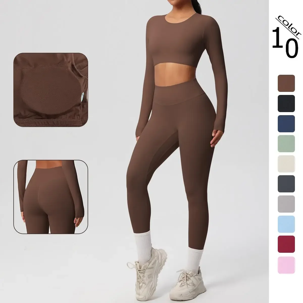 

Комплект для йоги, женская спортивная одежда, одежда для йоги, спортивные костюмы с длинными рукавами и мягкой подкладкой, спортивный костюм, топ для спортзала, комплекты леггинсов с высокой талией