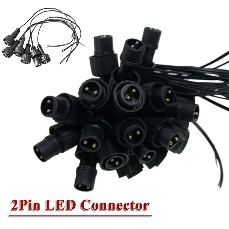Outdoor LED 2Pin Connector with 25cm Wire for Solar String Lights 1A 0.25 Square IP65 Waterproof Extension Cable for Solar Panel