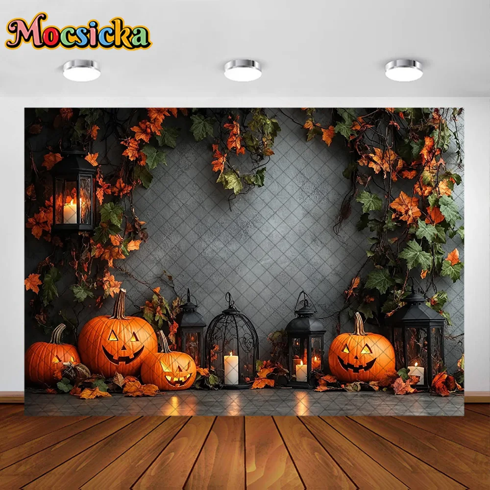 Mocsicka photographie décors Grimur citrouille feuille d'érable décoration enfants Halloween vacances fête Photo fond pour photographie