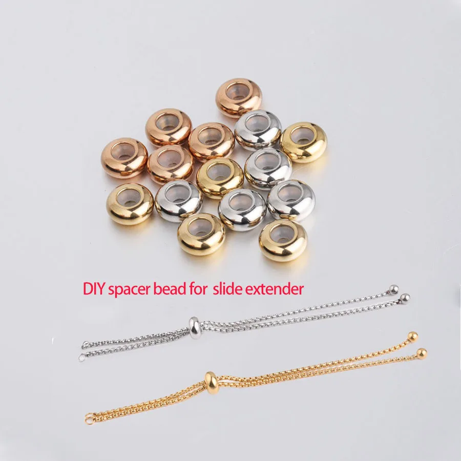20Pcs/Lot 8mm Stainless Steel Spacer With Rubber Core Inside Positioning Stopper Beads For DIY Making Jewelry Accesso Wholesale