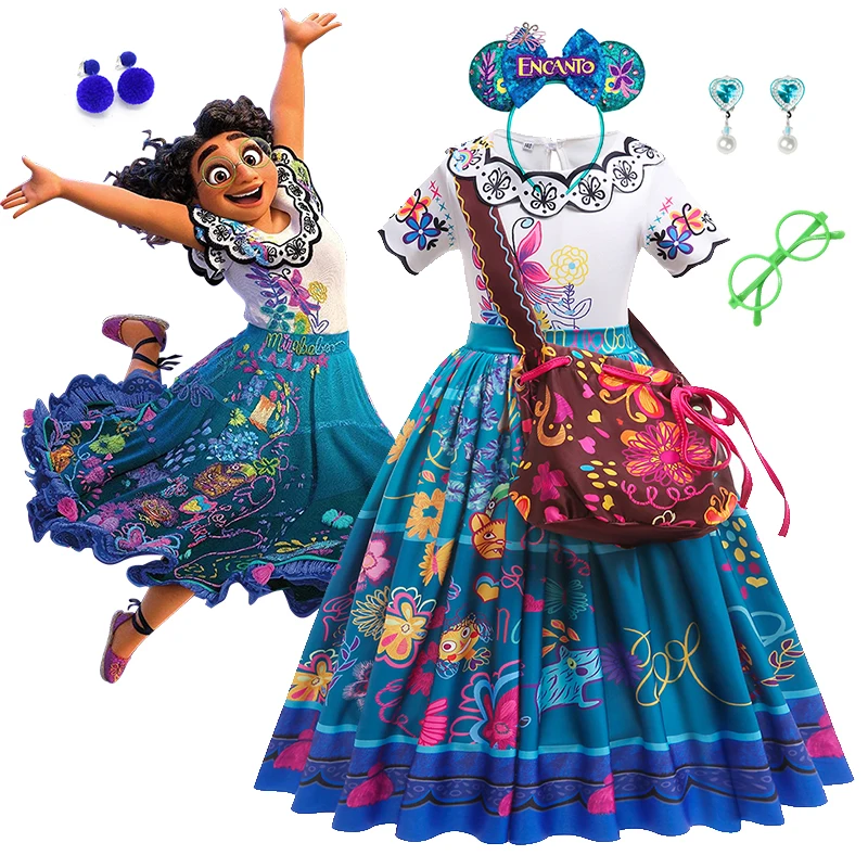 

Disney Movie Encanto Princess Costume Mirabel Costume For Girls Halloween Kids Birthday Gift Party Dress Cosplay Girls Dress