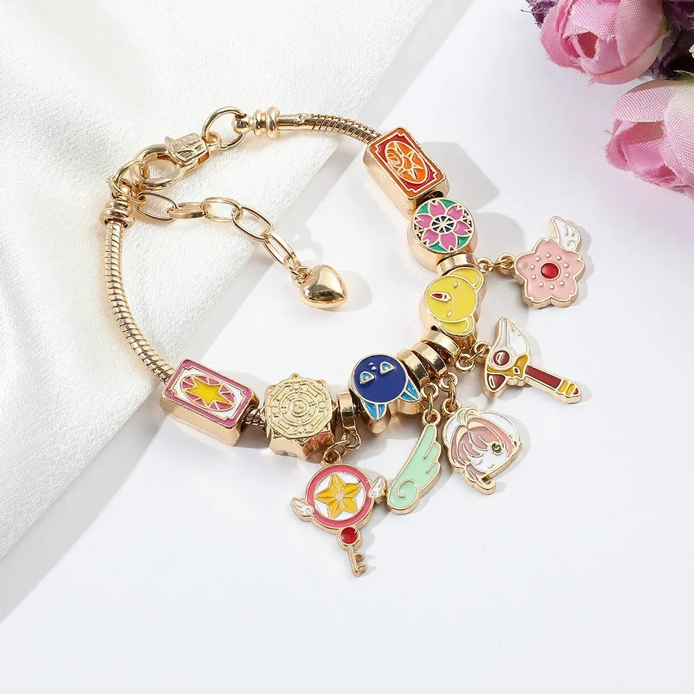 Anime Card Captor Sakura Cosplay Bracelet Kawaii Magic Wand Peandant Beads Fashion Pendant Bracelets Jewelry Christmas Gifts