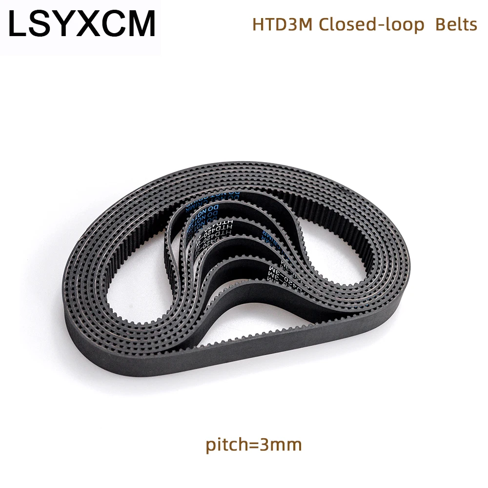 HTD 3M Timing belt Pitch length 201-3M/204/207/210/213/216/219 Rubber Arc Tooth Closed Loop belt width 6/9/10/15/20 mm