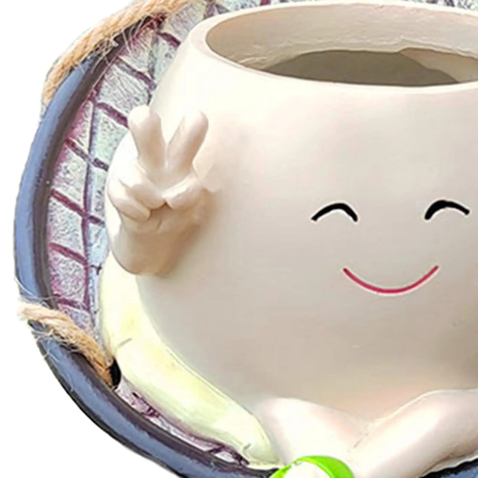 Hanging Resin Flower Head Planter Smile Face Swinging Chair Flower Pot Container Swinging Plant Pot for Living Room Shelf