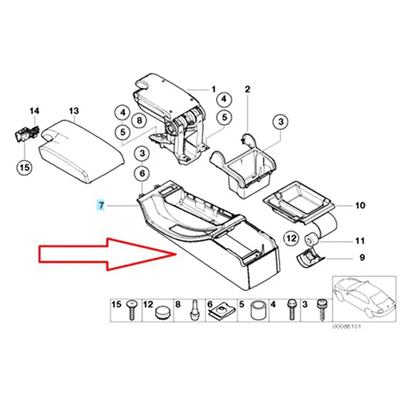 MACH-Cup-Halterrahmen für BMW 3er E46 318I 320I 1998–2006, Mittelkonsole, Getränkehalter, Mitteltablett, Auto 51168218306