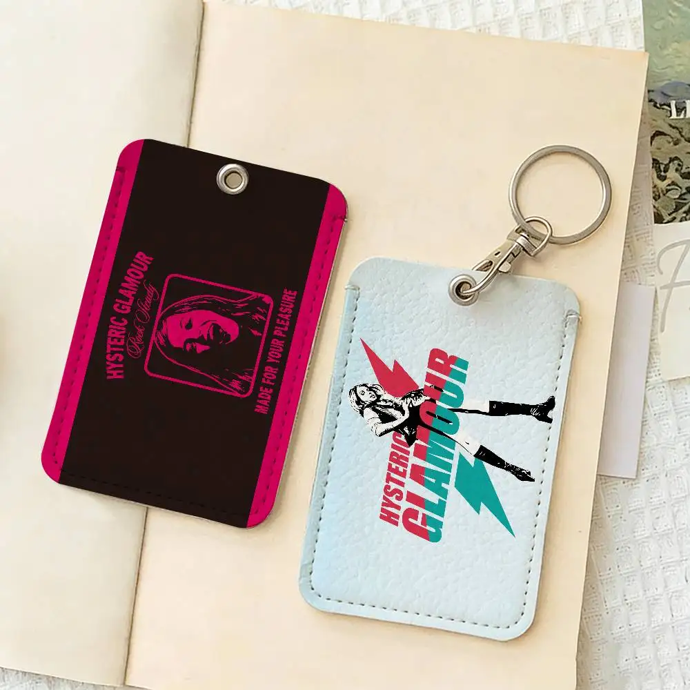 Logo H-Hysteric G-Glamour Style PU Access Card Holder with Keychain - Executive Protection for Bank card,Subway, Bus Card case