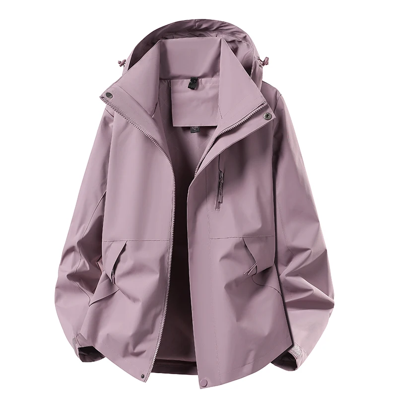 Spring Autumn Ladies Hooded Outdoor Jacket Water Resistant Windbreaker Adjustable Hem Casual Climbing Trekking Fashion Short Win
