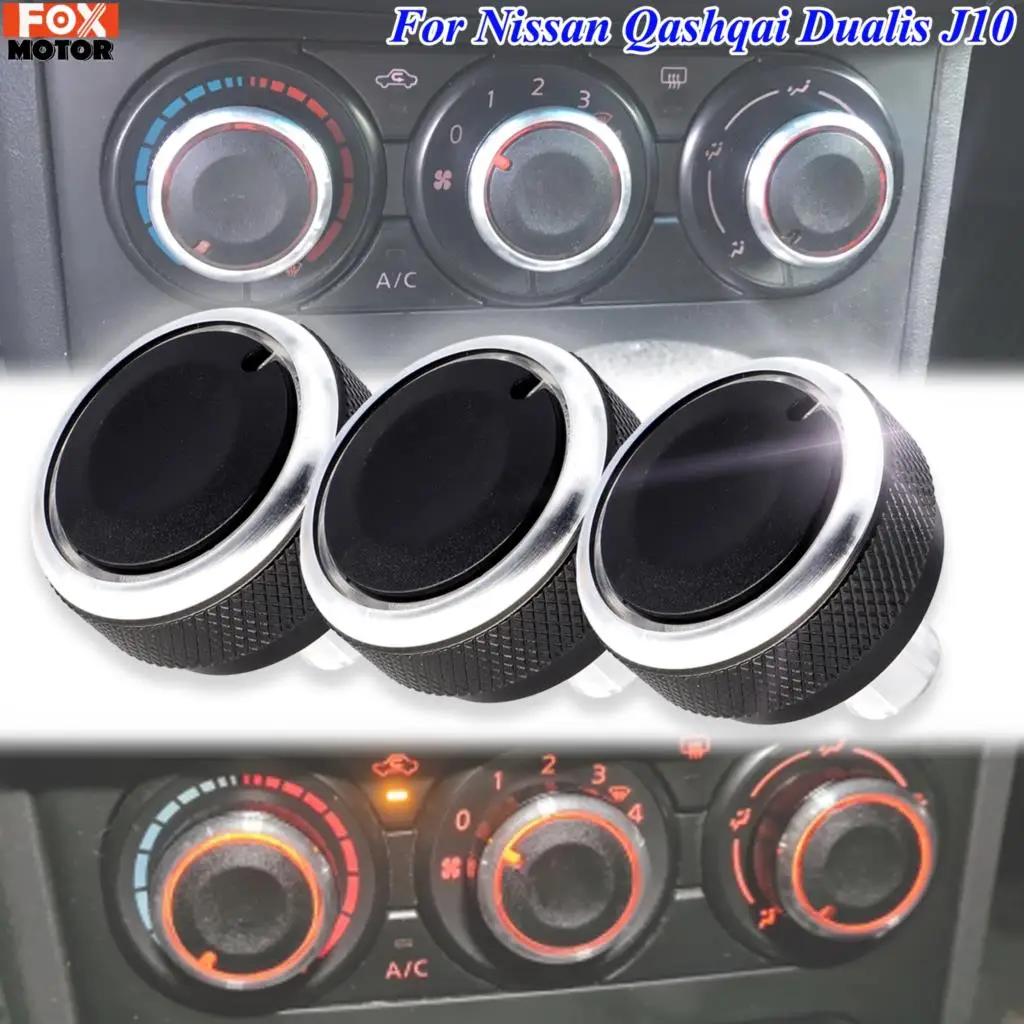 3Pcs/Set For Nissan Qashqai 2006 - 2013 Aluminum Alloy Air Conditioning Knob AC Knob Heat Control Switch Button Knob Car Styling