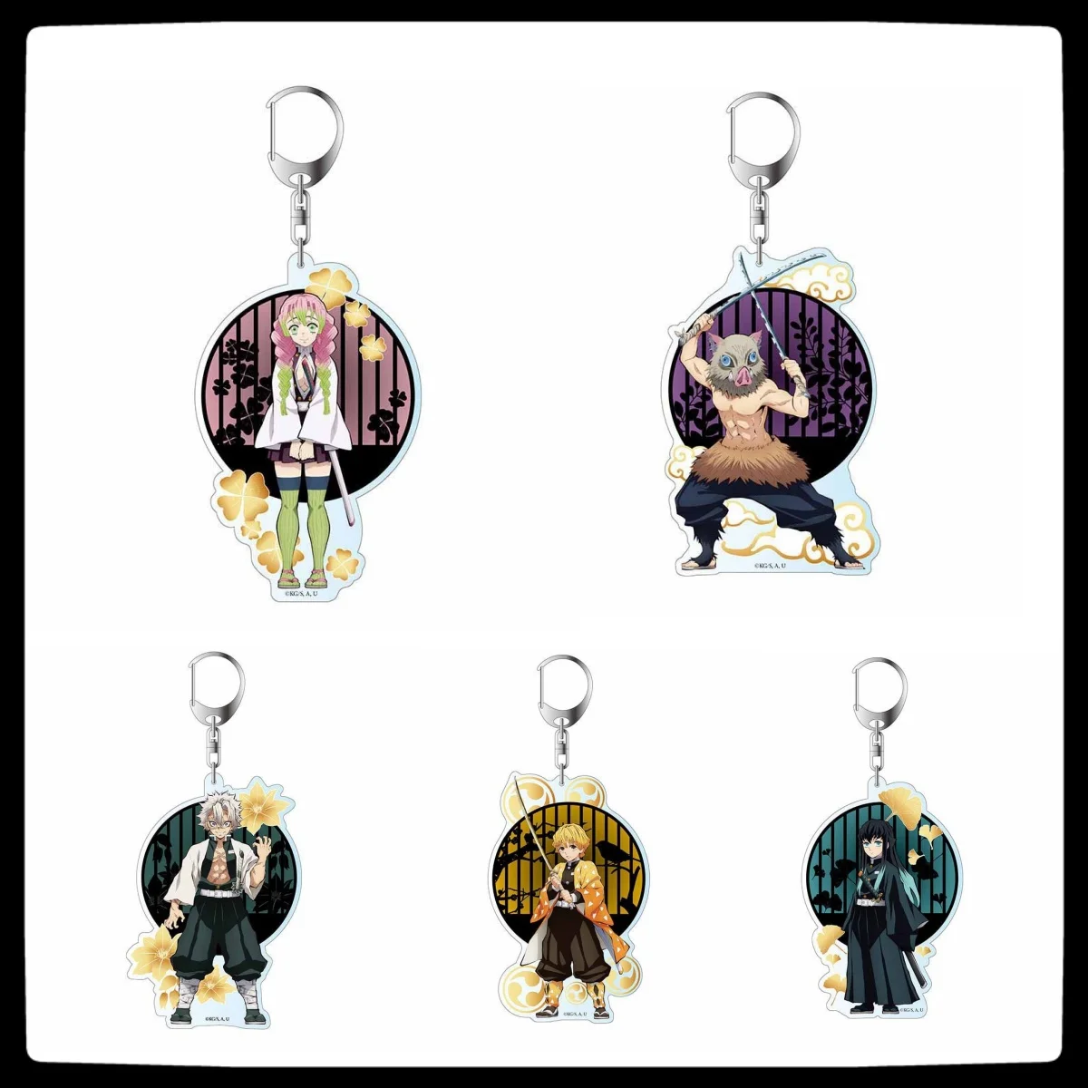 demon slayer anime character keychain cartoon acrylic double-sided cute doll toy christmas birthday gift for bestie