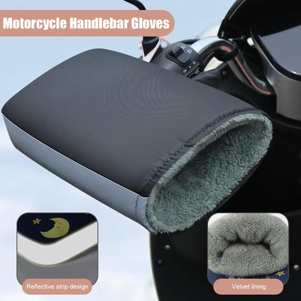 Winter Plush Electric Vehicle Gloves Thickened Warm Rider Handlebar Cover Motorcycle Handlebar Enlarged Hand Cover Supplies