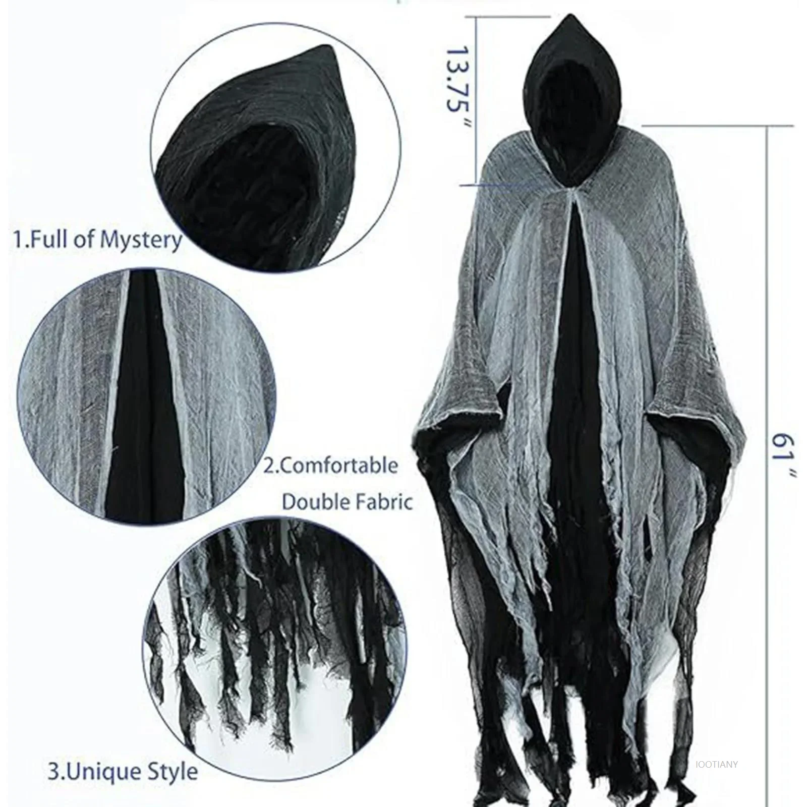 

Witch Costume Halloween Adult Cloak Vampire Hooded Role Play Costume Cloak Horror Death Costume Prank Horror Costume Props 2025