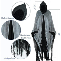 Witch Costume Halloween Adult Cloak Vampire Hooded Role Play Costume Cloak Horror Death Costume Prank Horror Costume Props 2025