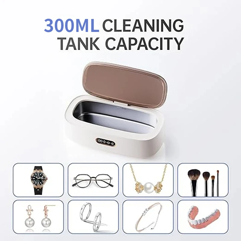 

4 Clean Mode Ultrasonic Jewelry Cleaner Auto Shut Off 43000Hz High Frequency 360° Deep Cleaning Box for Glasses Watches Rings