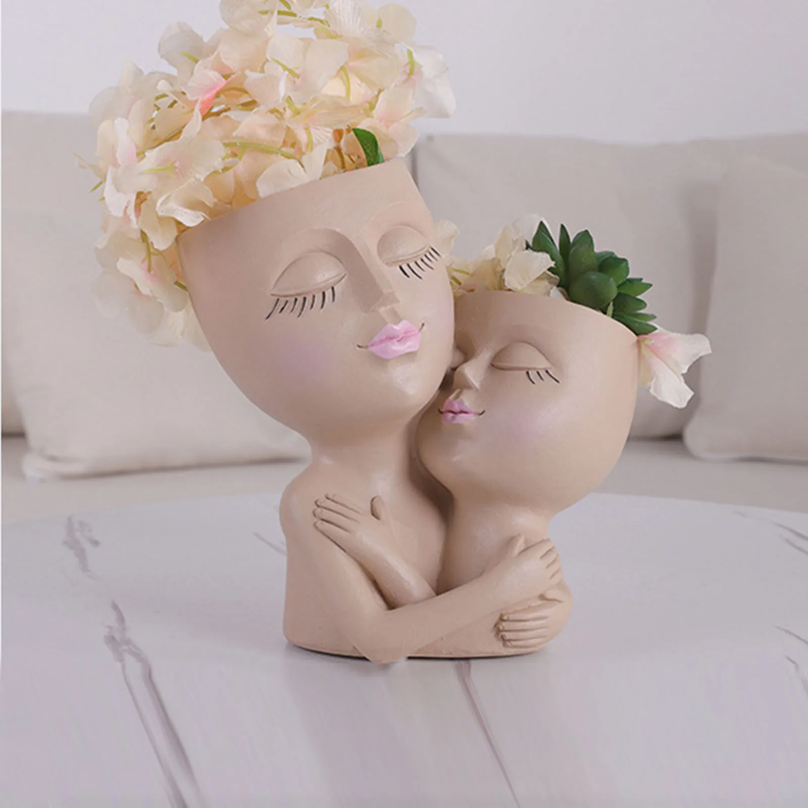 Tabletop Ornament Double Face Planters Pots Head Planter