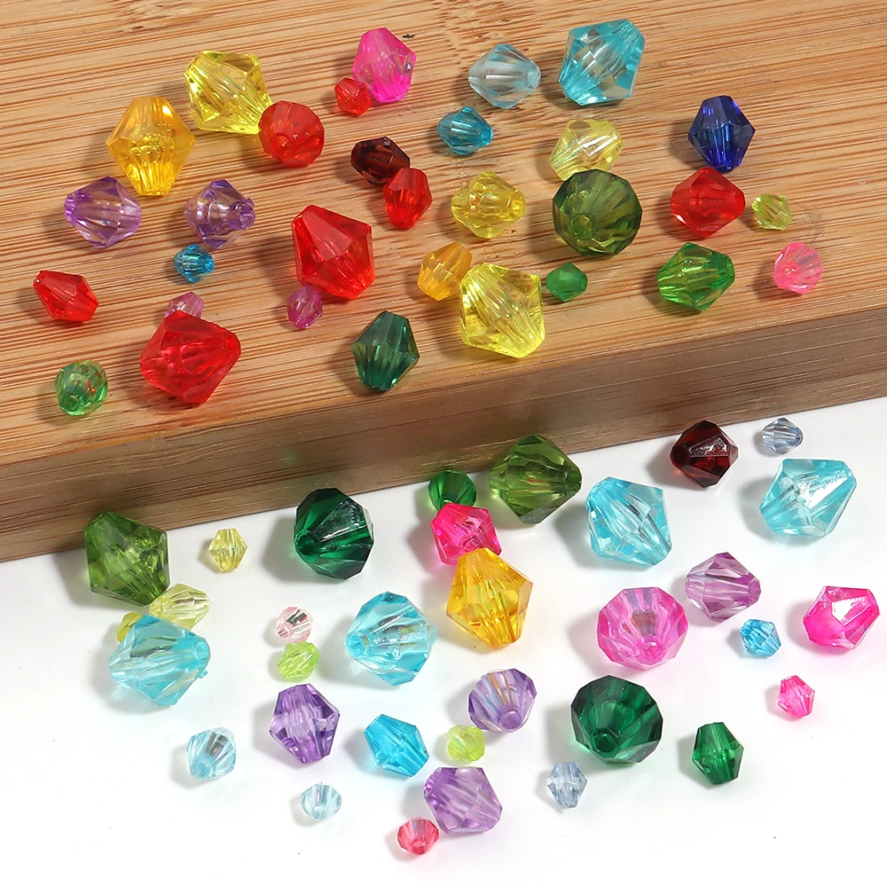 100-1000 Stück 4 6 8 10mm Facettierte Bicone Kristall-Acrylperlen Lose Abstandshalterperlen für Schmuckherstellung DIY Halskette Armband Zubehör – Detail 6