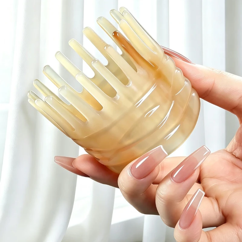 Natural Horn Cylindrical Scalp Massage Comb Head Meridian Brush Hair Washing Massage Tool for Home Daily Grooming Care 두피 마사지 빗