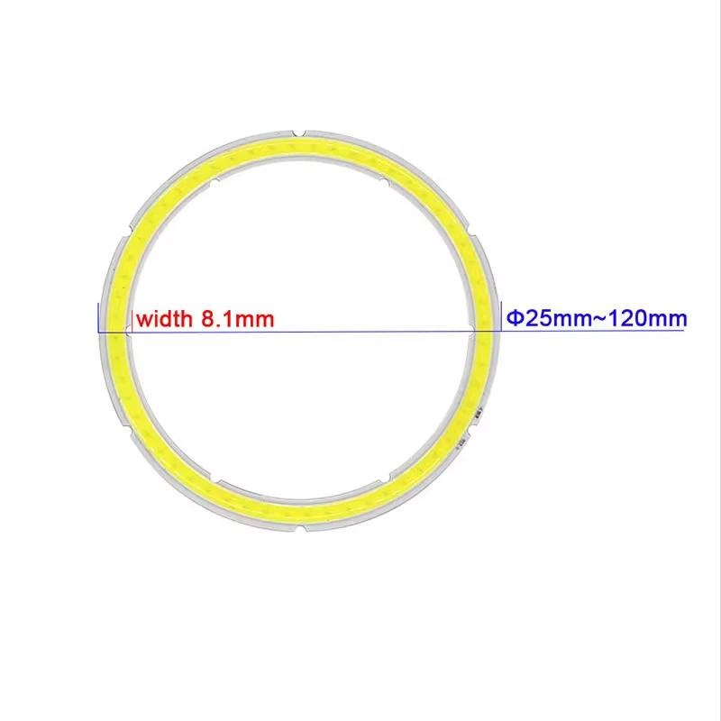 링 COB 엔젤 아이 LED 칩 12V DC 25mm-110mm 알루미늄 판 COB 비즈 링 LED 광원 냉난방 화이트 D