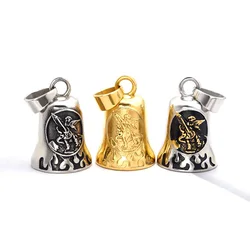 Punk 316L Stainless Steel Archangel Motorcycle Necklace For Men Vintage St Michael Angel Bell Pendant Belief Amulet Jewelry Gift