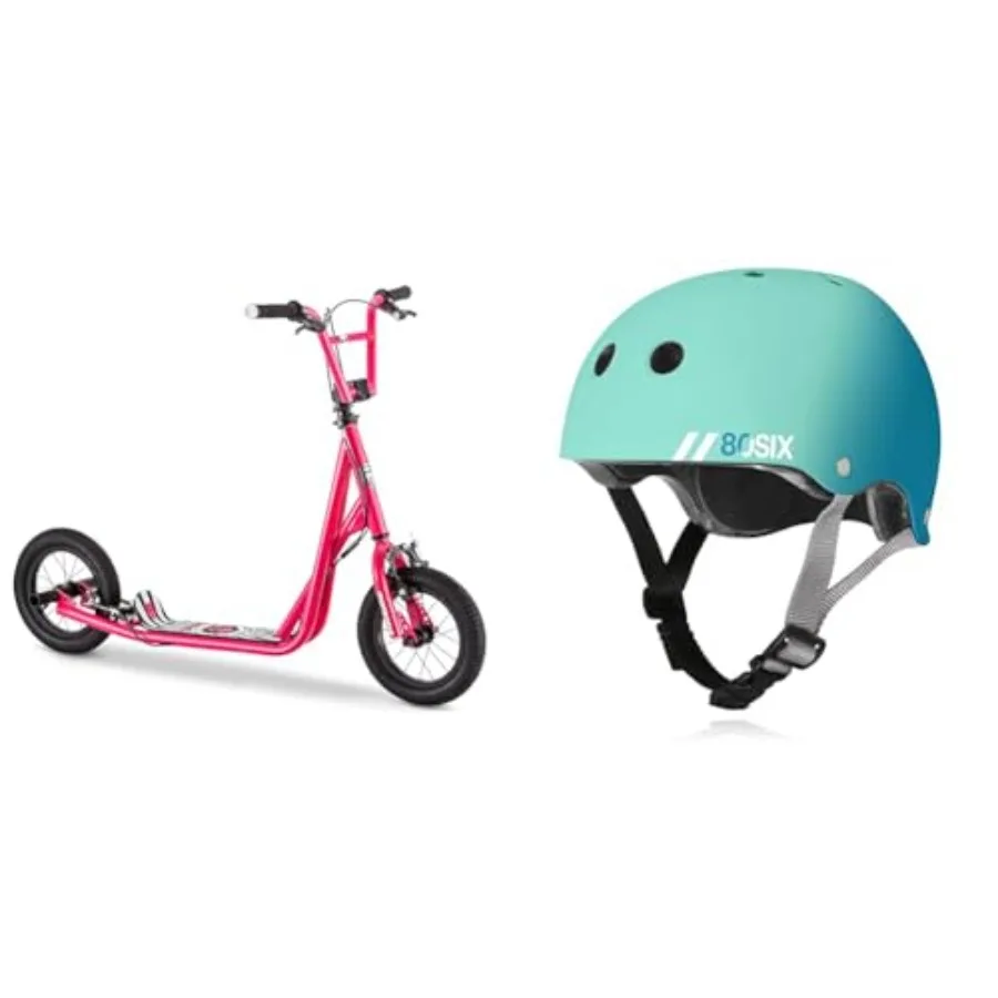 

Комплект самокатов Expo с рулем BMX, 12-колесными задними осевыми педалями и сертифицированным шлемом 80Six Dual