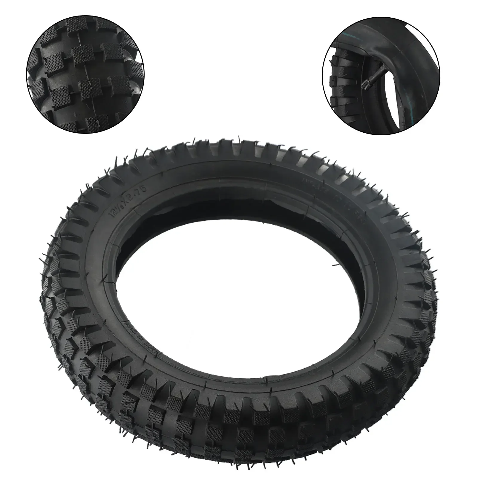 

12 Inch Tire Tube and Outer Tire for 49cc Mini Dirt Bike 12 5 X 2 75 Dimensions Rubber Material Straight Nozzle