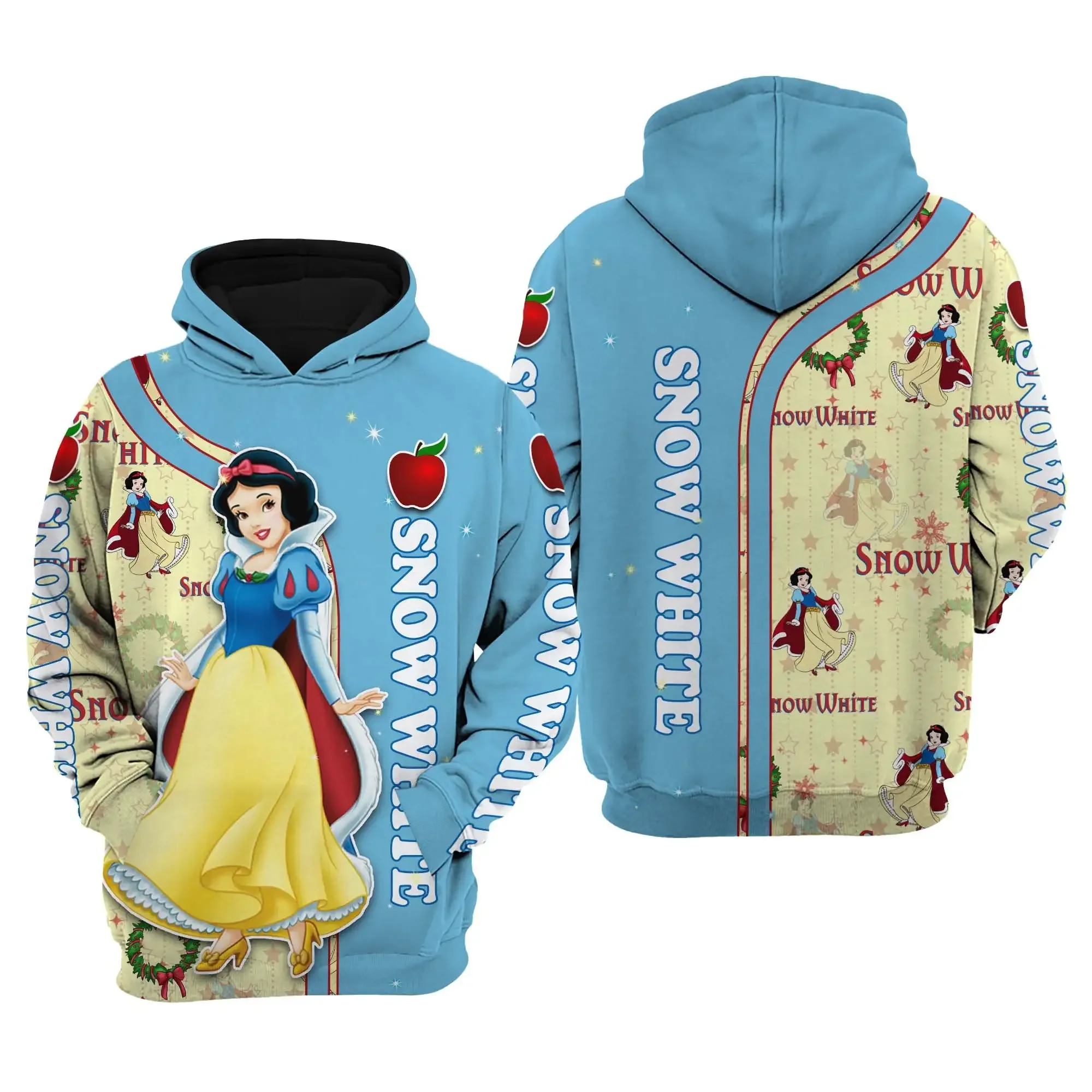 

2024 Disney Snow White and the Seven Dwarfs 3D Hoodie Men's Fashion Retro Zipper Hoodie Women's Casual Sweatshirt