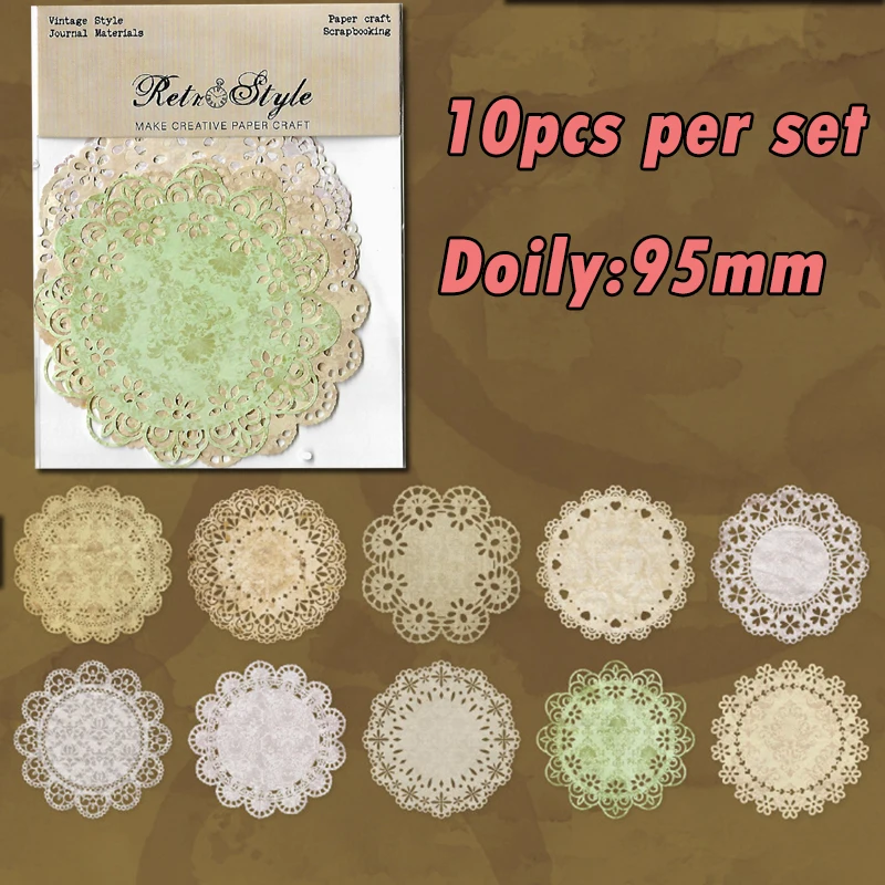 Panalisacraft Vintage Style Lace Doily Coffee Dye paper pieces Scrapbooking paper pack handmade craft paper Background pad card