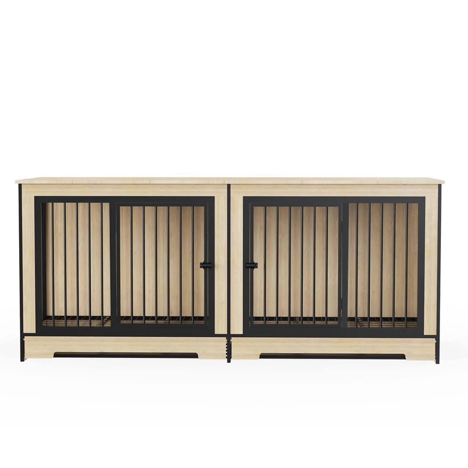 

Large Wooden Dog Enclosure Crate Furniture for Two Dogs with Hidden Trays Dog Carrier Cage Transport and Pet Seating