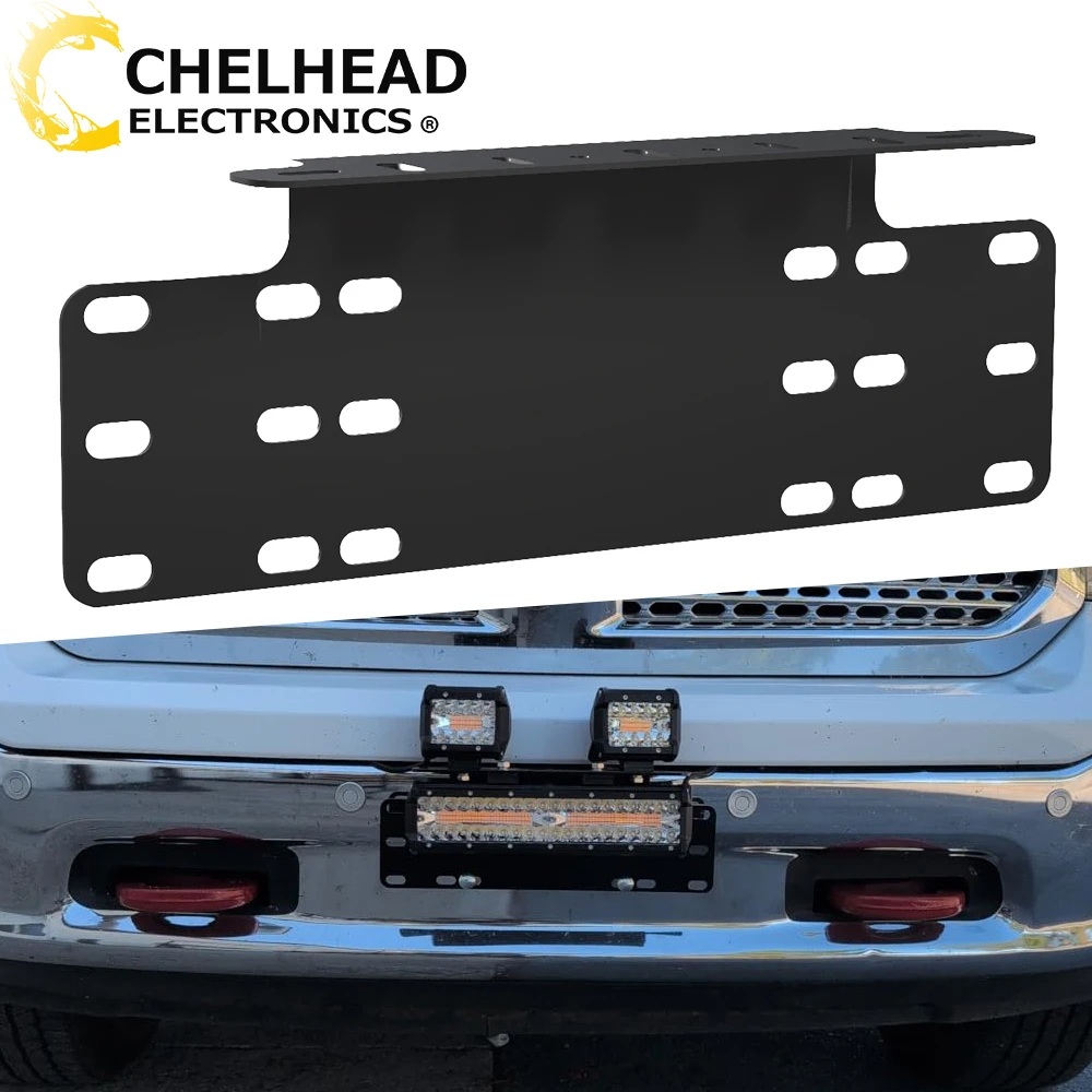 2Pcs Aluminum Front Bumper License Plate Mount Frame, Vehicle License Plate Bracket for Off‑Road LED Work Light Bar