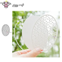 Piggy Craft metal cutting dies cut die mold Leaf pattern oval frame Scrapbook paper craft knife mould blade punch stencils dies