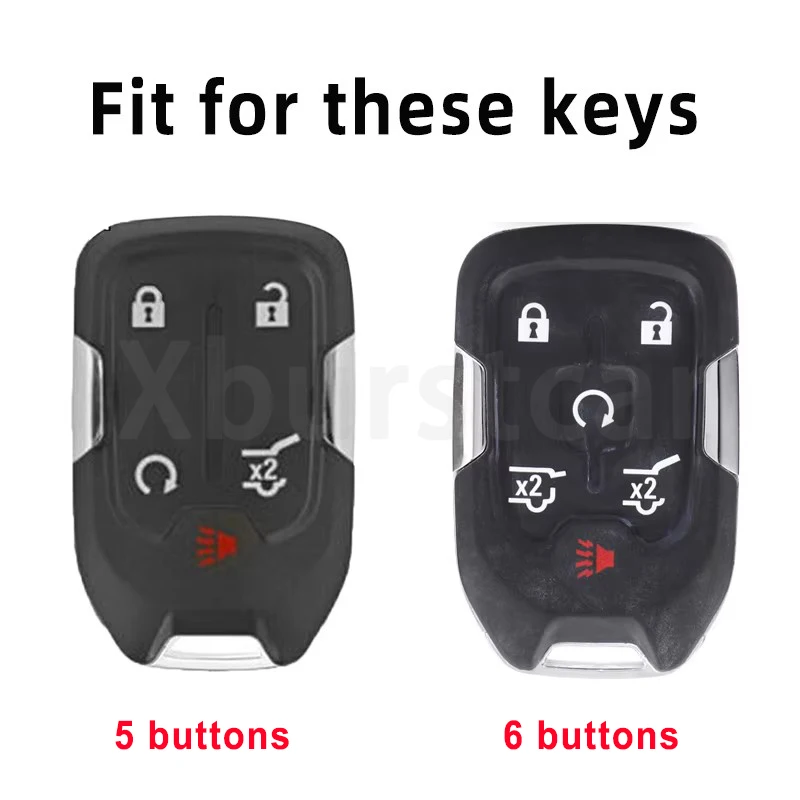 6 Buttons For Chevrolet Chevy Tahoe Suburban Silverado 1500 2500HD GMC Yukon Sierra Acadia Terrain Fob Shell Case Car Key Cover