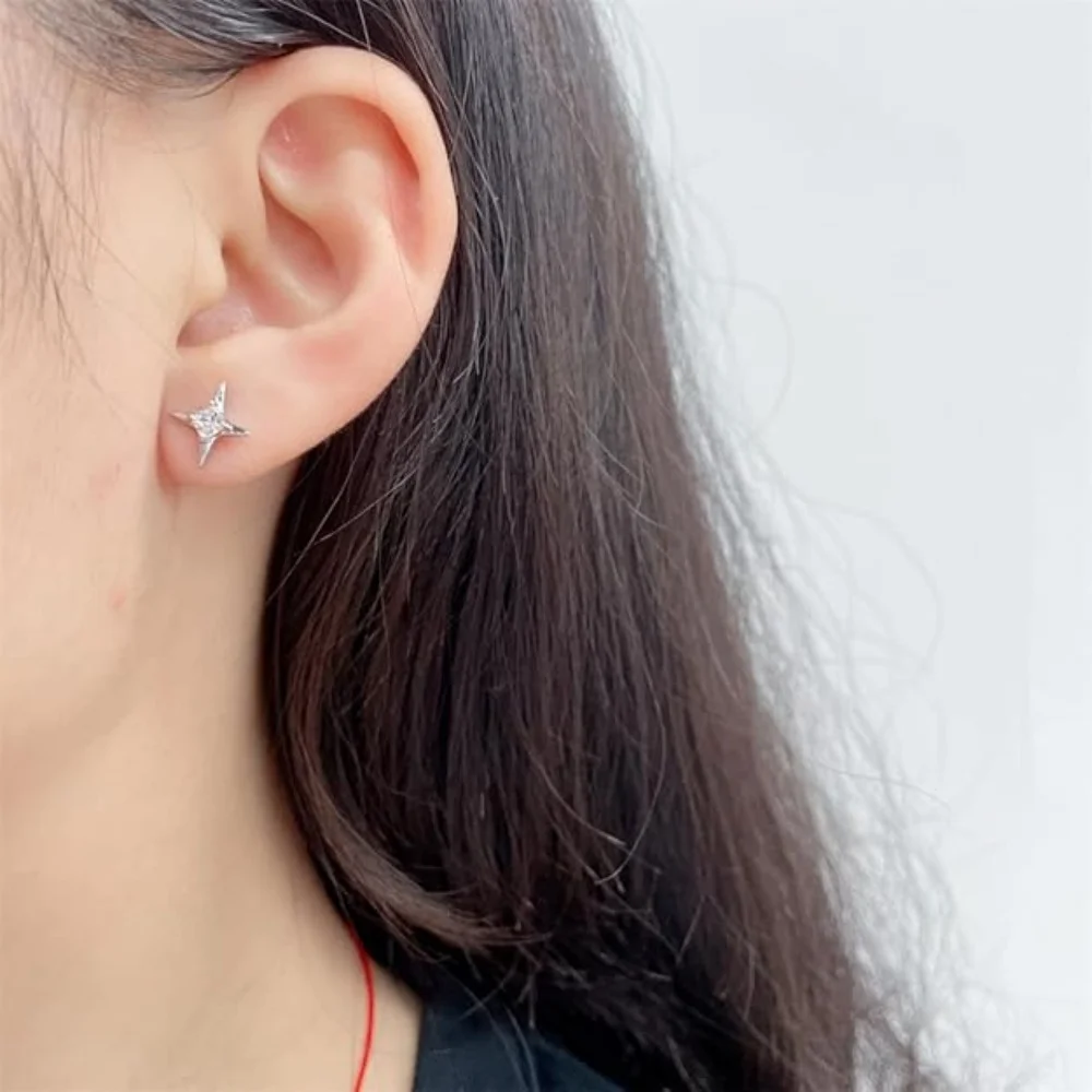 G23 Titanium CZ Square Star Labret Stud Earring