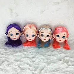 1/6 Doll Head Exquisite 3D Real Eyes Blue Purple Hair For 30cm Dolls Heads Accessories Girl DIY Play House Dress Up Princess Toy