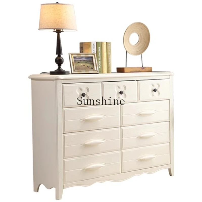 

Solid wood master bedroom simple modern nine-bucket cabinet, drawer storage, living room entrance small cabinet